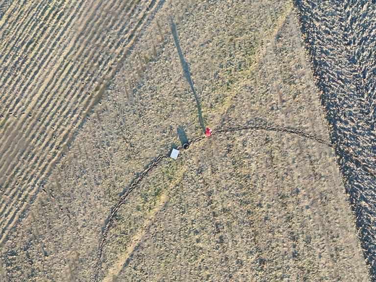 Drone opnames van eigen hardloop-tekeningen in het veld